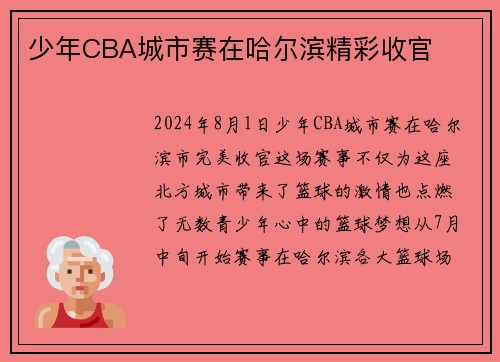 少年CBA城市赛在哈尔滨精彩收官